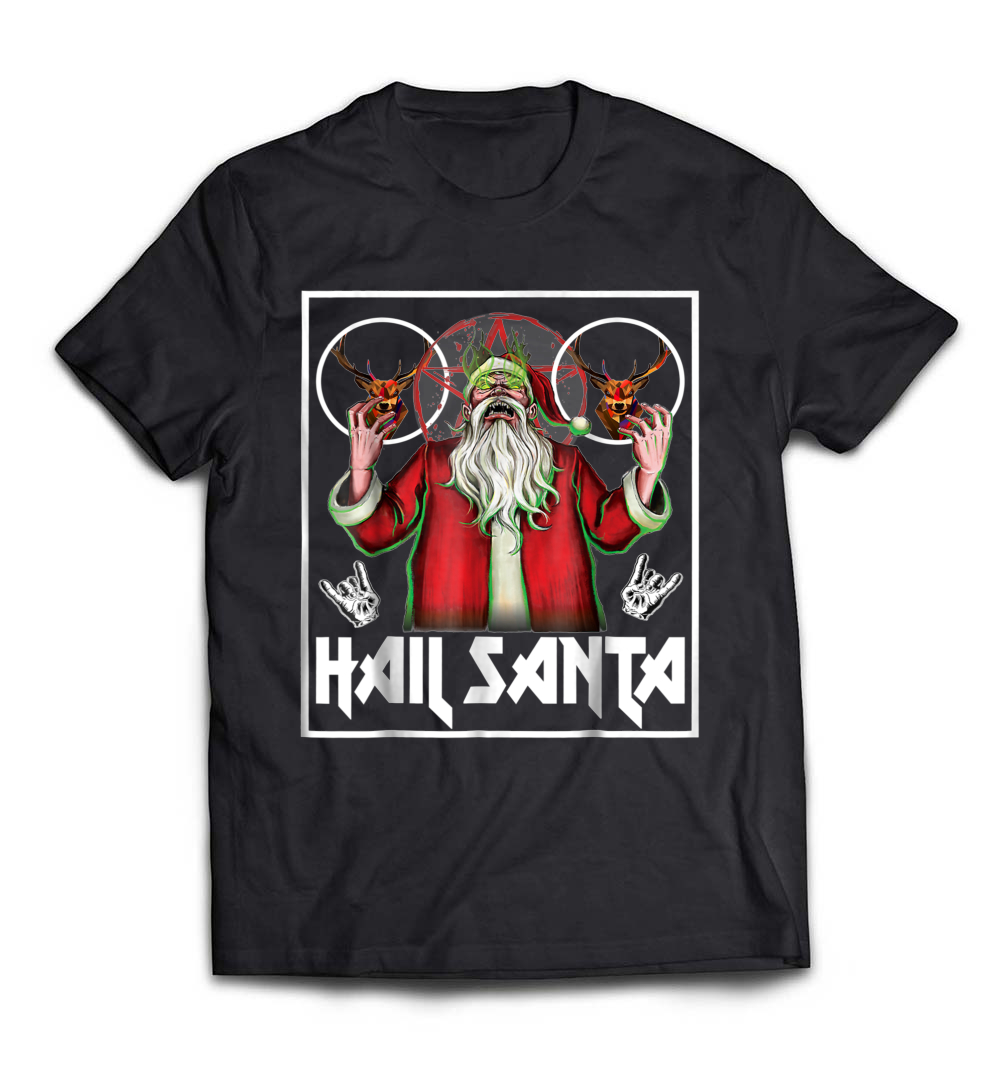 “Hail Santa Sleigher Heavy Metal Ugly Christmas Shirt” – A Festive Tee for Metal Fans